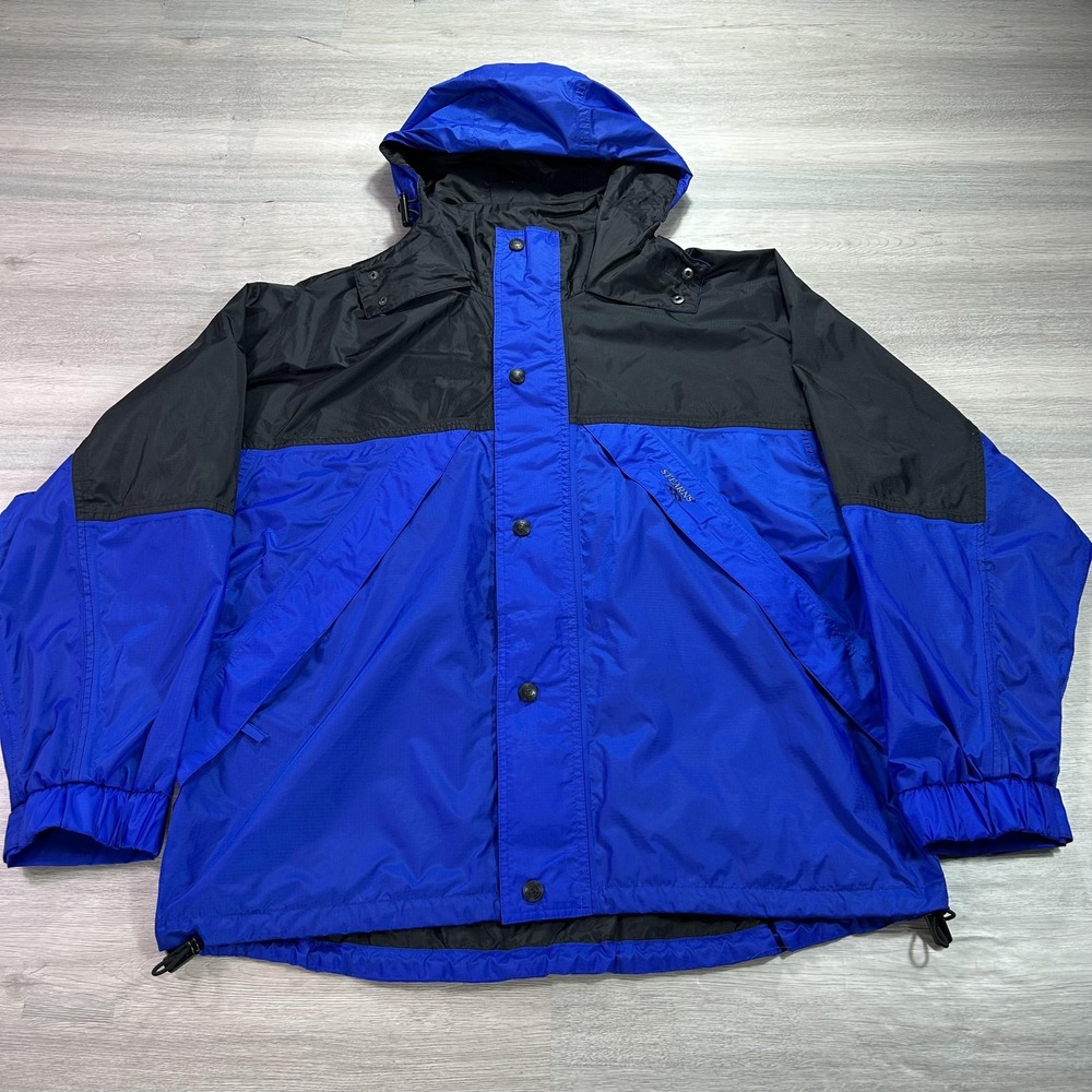 Stearns DryWear Jacket Mens XL Blue Black Hooded Waterproof Nylon Style 8720